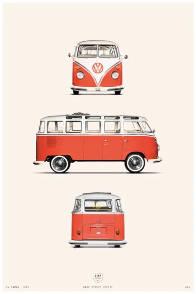 Постер Volkswagen Samba 1963